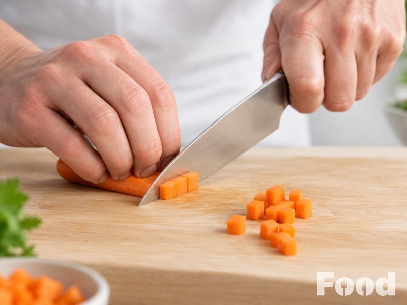 Brunoise: piepkleine blokjes die je gerecht afmaken