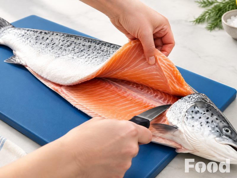 Filleting: fish and meat clean and boneless on the table