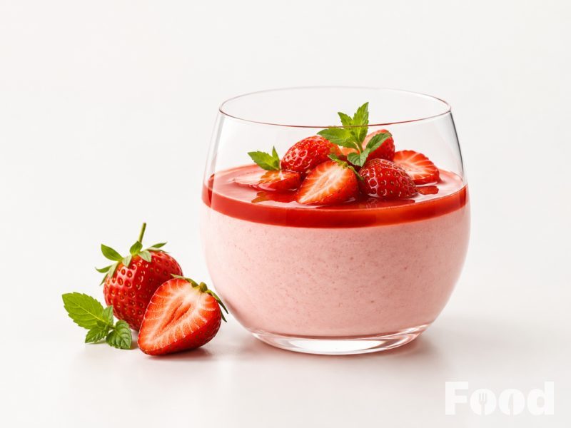 Aardbeienmousse met aardbeiencoulis