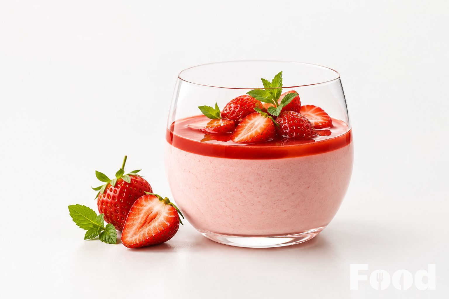 Aardbeienmousse met aardbeiencoulis
