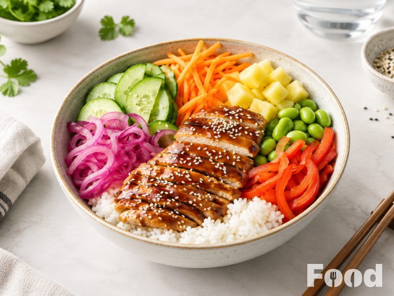 Chicken teriyaki poké bowl