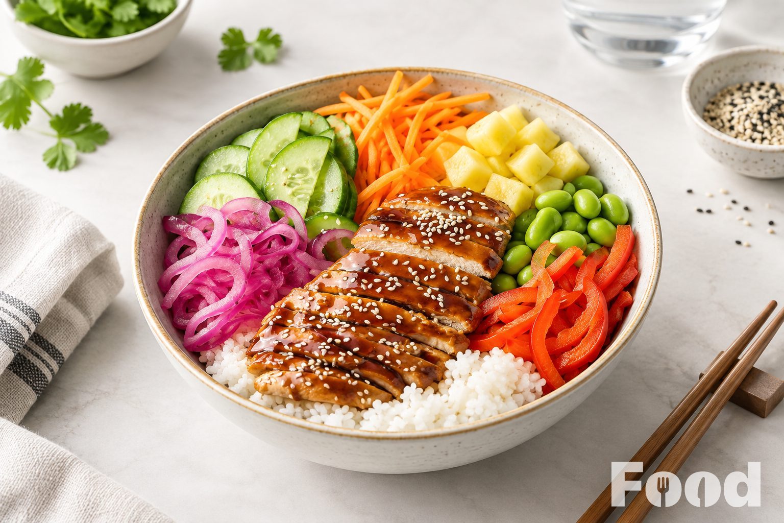 Chicken teriyaki poké bowl