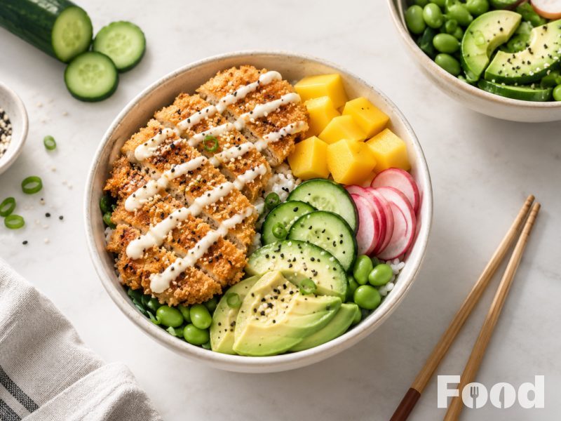 Crispy chicken poké bowl