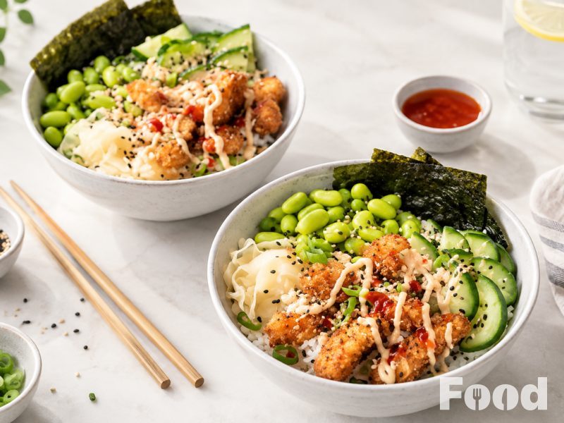 Crispy garnalen poké bowl