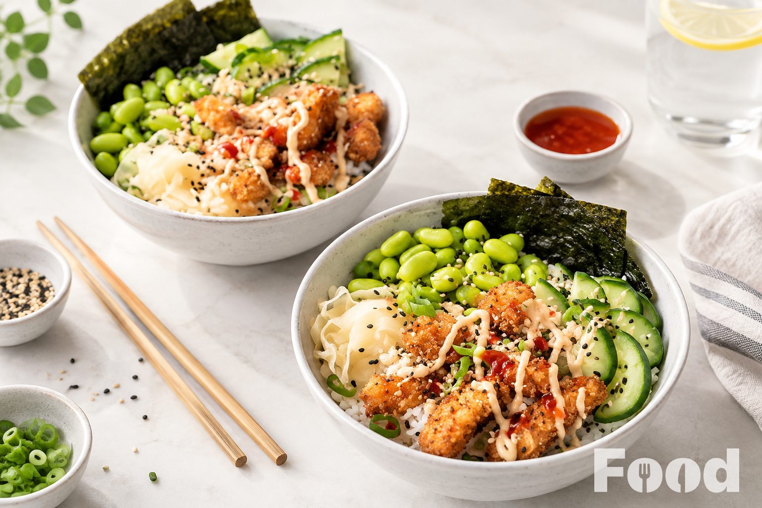 Crispy garnalen poké bowl