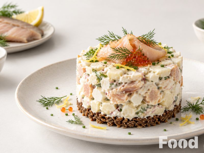 Feestelijk taartje met gerookte forel