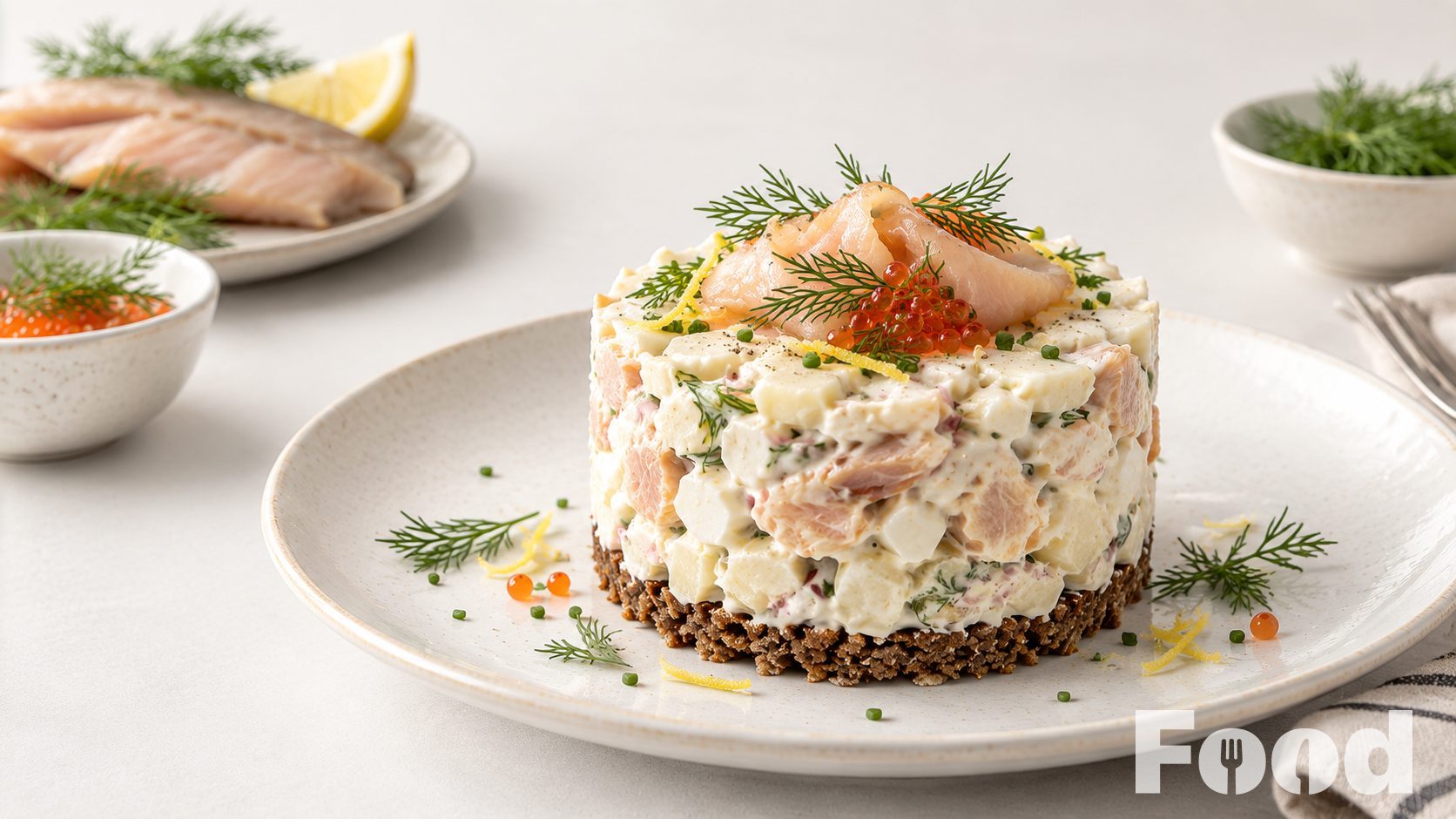Feestelijk taartje met gerookte forel
