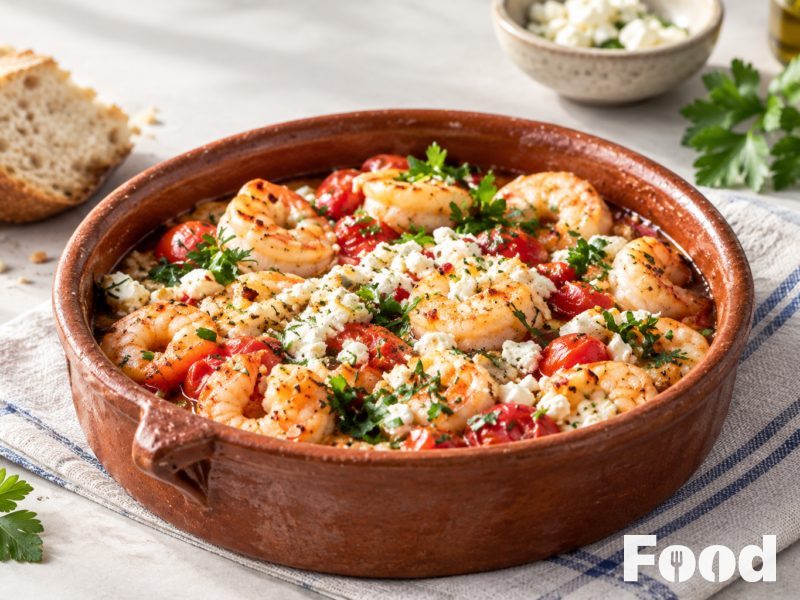 Garides saganaki