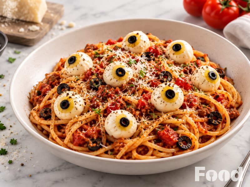 Halloween spaghetti met oogballen