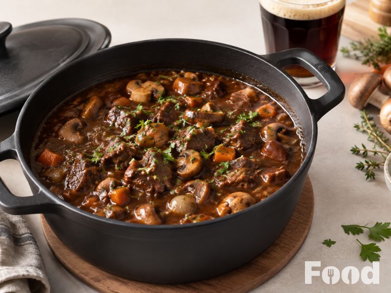 Herfst Stoofschotel met champignons en bockbier