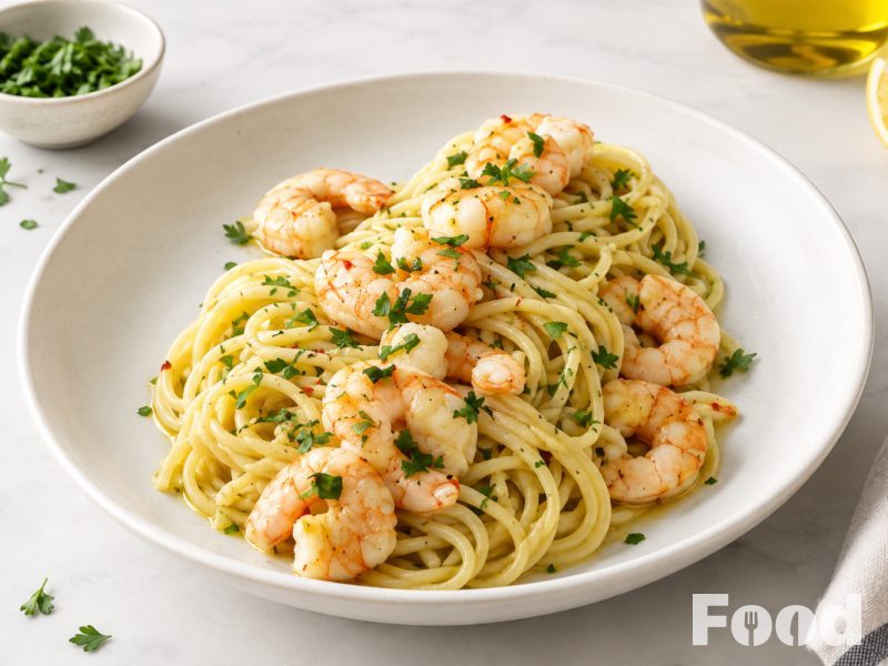 Pasta con gamberi e aglio