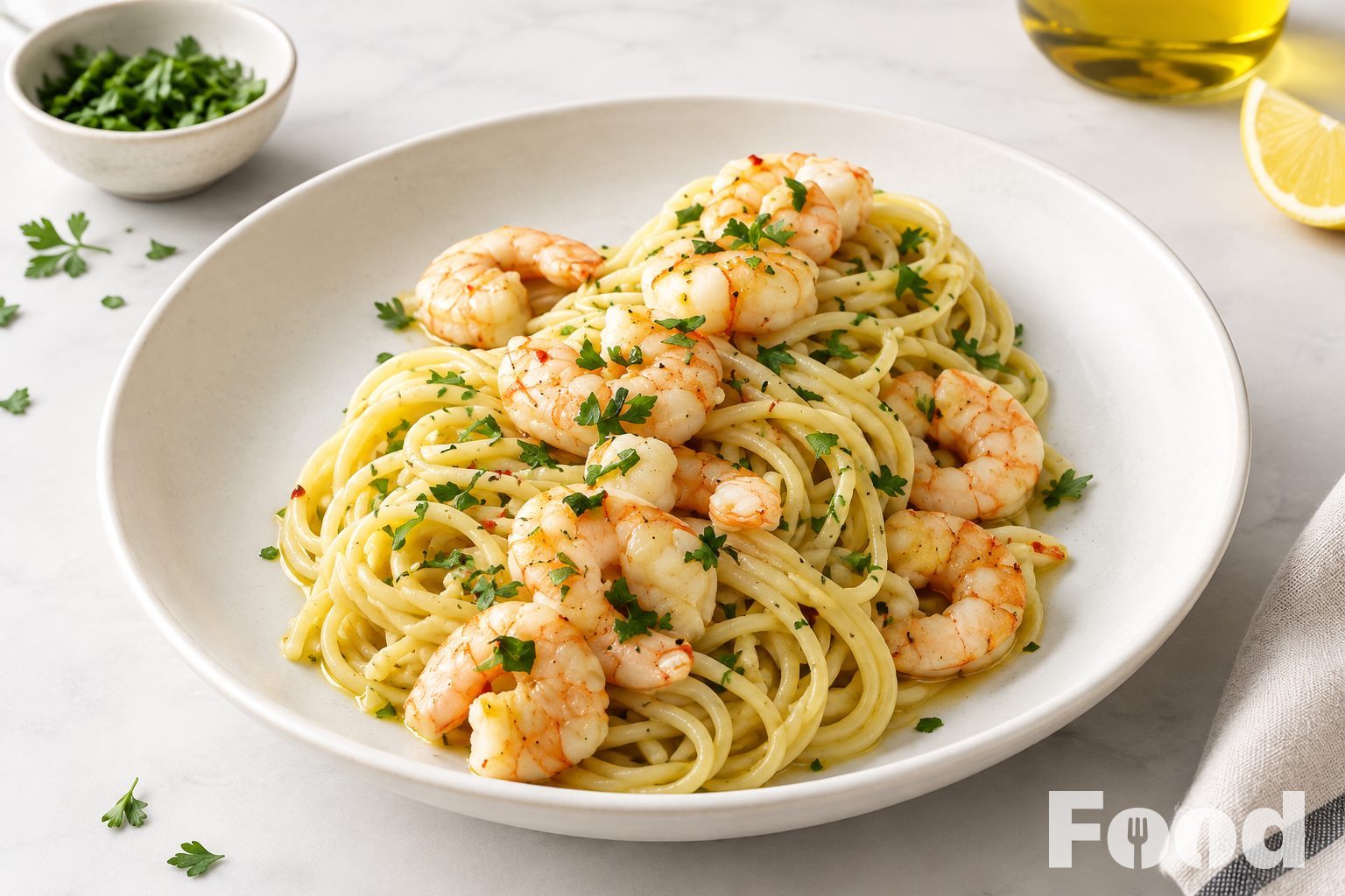 Pasta con gamberi e aglio