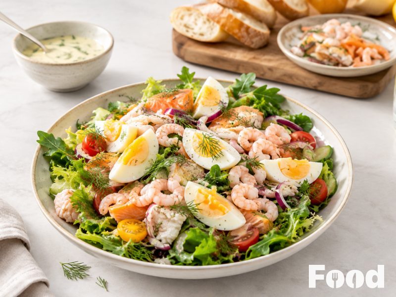 Vissalade met trio van vis