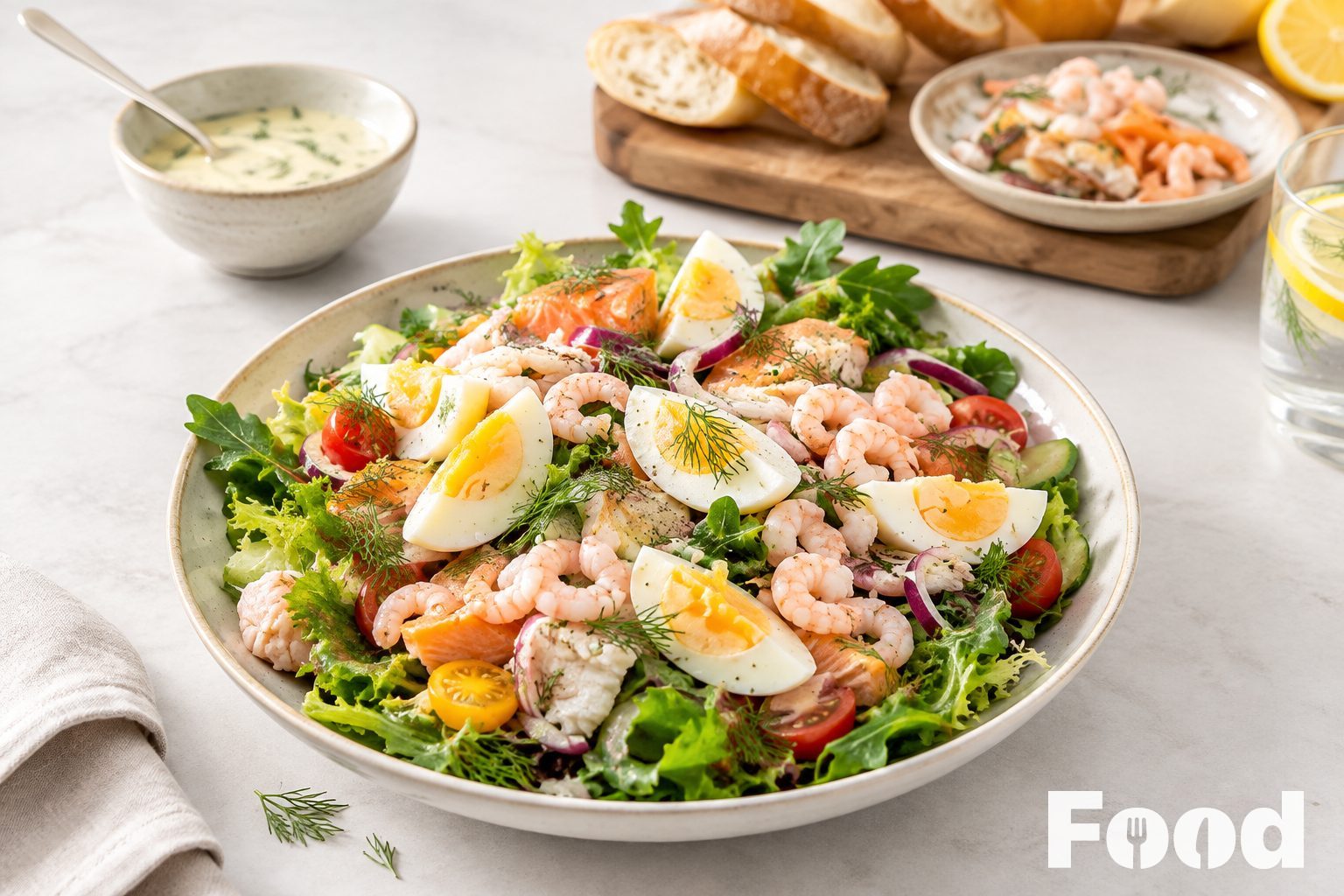 Vissalade met trio van vis