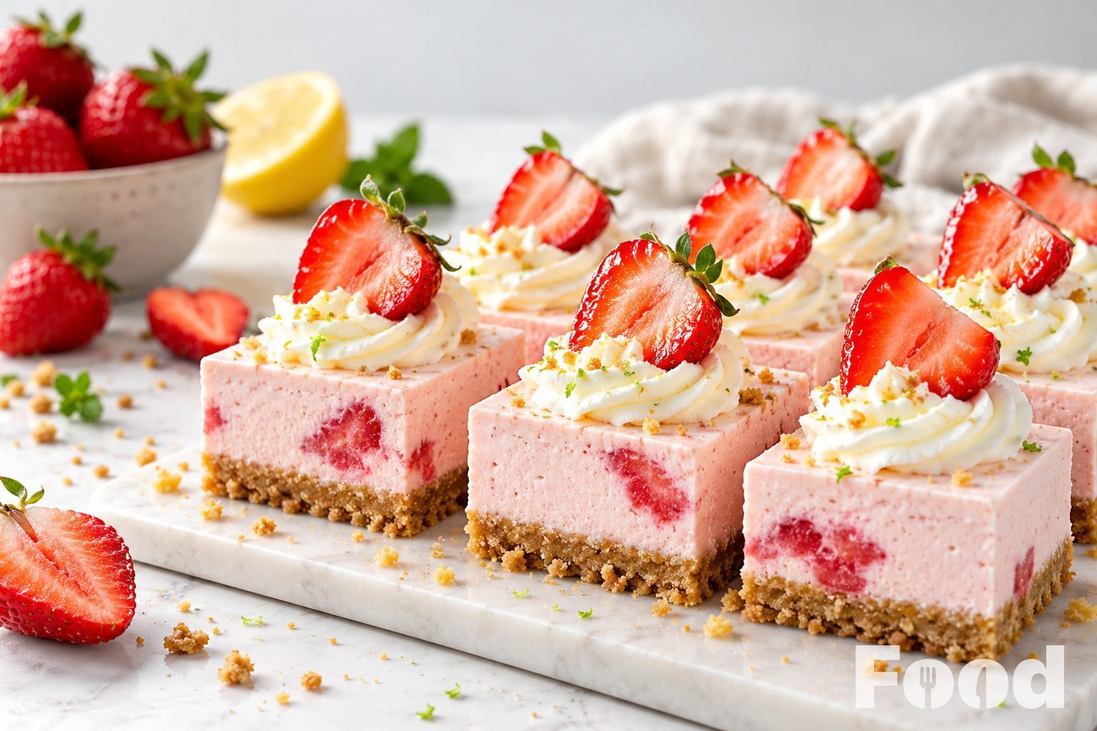 Aardbeien-cheesecakehapjes