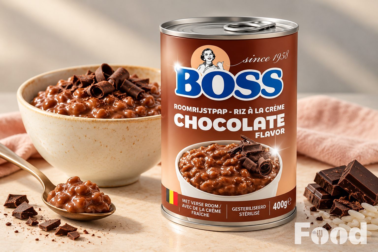 Chocolade-rijstepap zoals uit blik