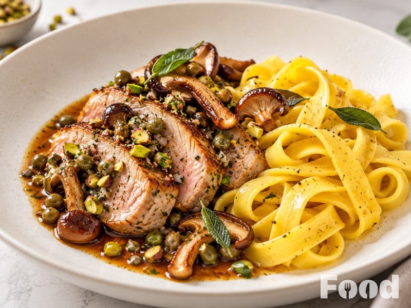 Pasta met kalfsrug en Madeira
